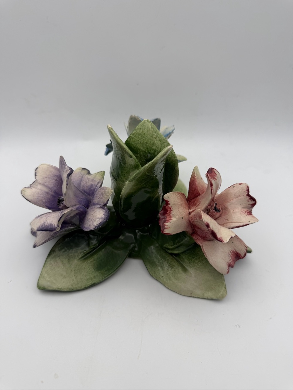 vintage Capodimonte porcelain floral
Candle Holder.
